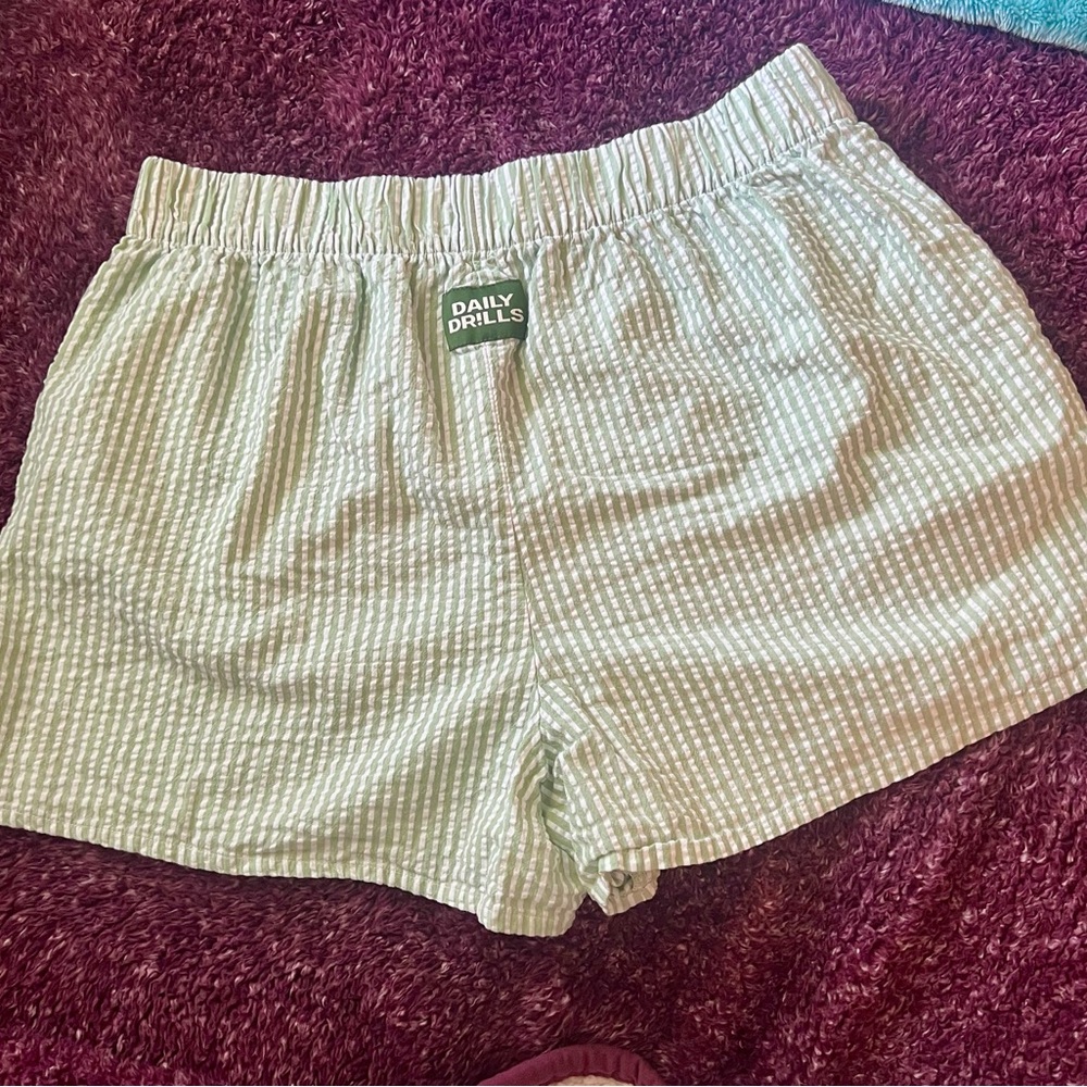 Daily Drills Sage and White Striped Shorts M/L